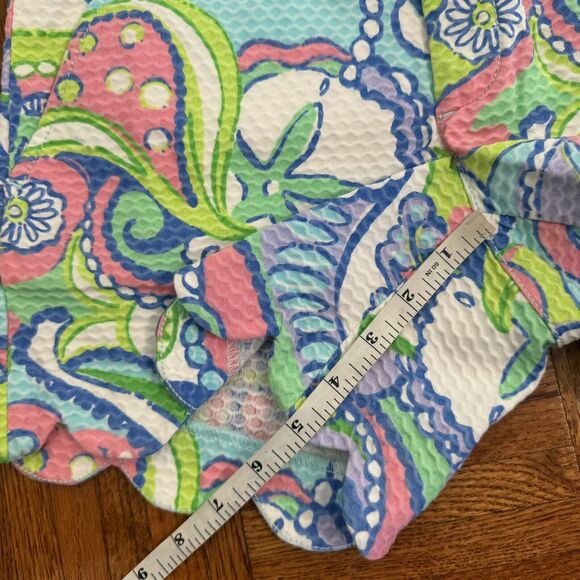 LILLY PULITZER Shorts Womens 00 The Callahan Floral Paisley Walking Blue Green - Picture 10 of 16
